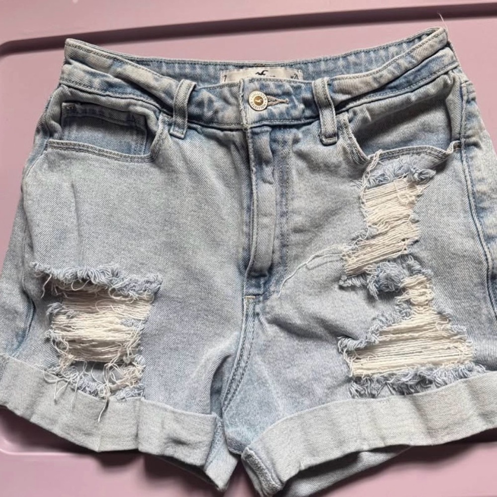 Hollister Light Blue Distressed Jean Shorts